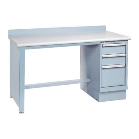 Lista International Technical Workbench w/Tech Leg, 3 Drawer Cabinet, Plastic Laminate Top - Gray XSTB21-60PT/LG